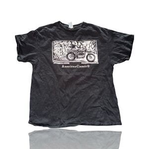 American Classics Men's XL Black Vintage Motorcycle Evil Knievel Harley Tee
